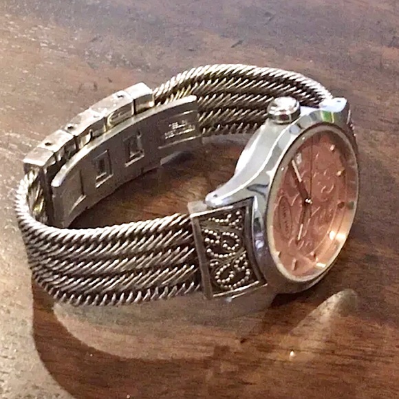 LOIS HILL Round Face Watch Sterling Silver Band Pink Face - Picture 12 of 16